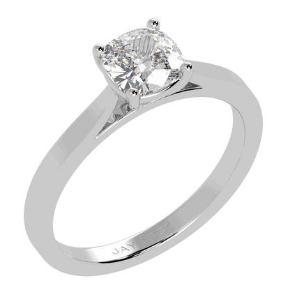 Cushion Cut Solitaire Ring White Gold Platinum Perspective View