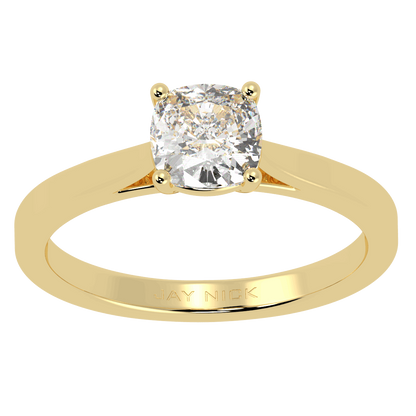 Cushion Cut Solitaire Ring Yellow Gold Top View