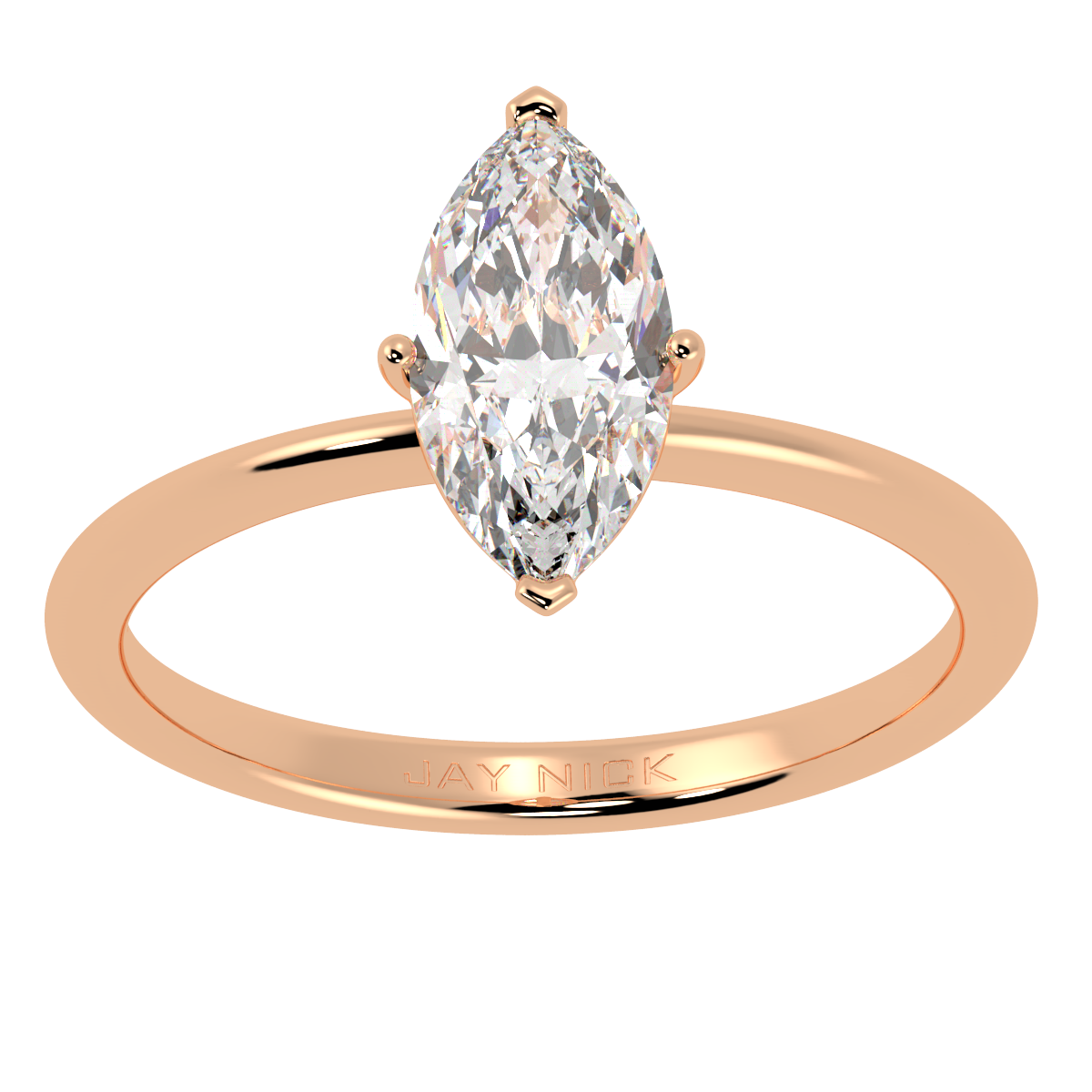 Modern Marquise Cut Solitaire Ring Rose Gold Top View