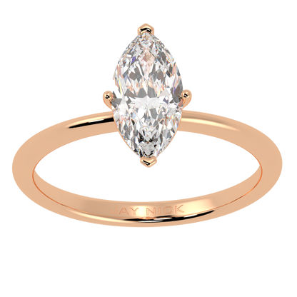 Modern Marquise Cut Solitaire Ring Rose Gold Top View