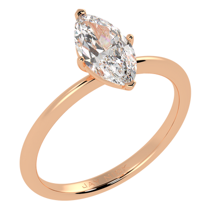 Modern Marquise Cut Solitaire Ring Rose Gold Perspective View