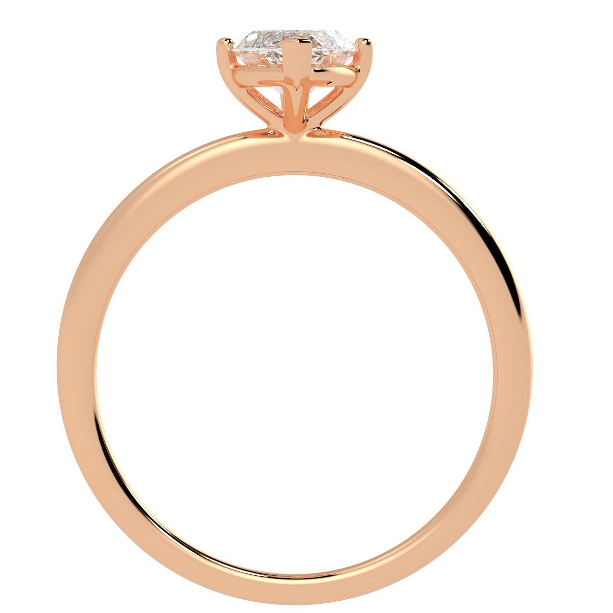 Modern Marquise Cut Solitaire Ring Rose Gold Flat View