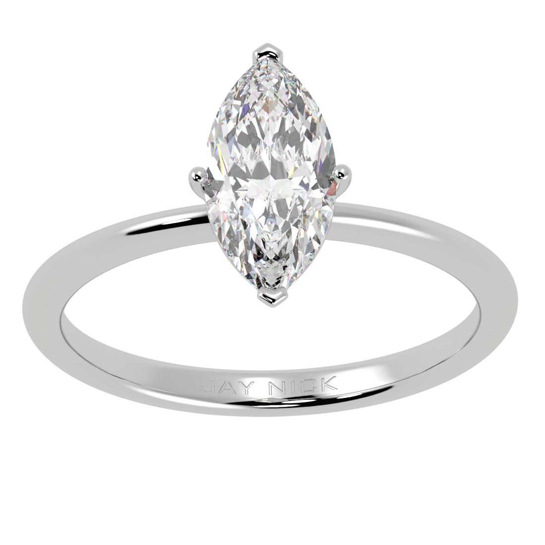 Modern Marquise Cut Solitaire Ring White Gold Platinum Top View