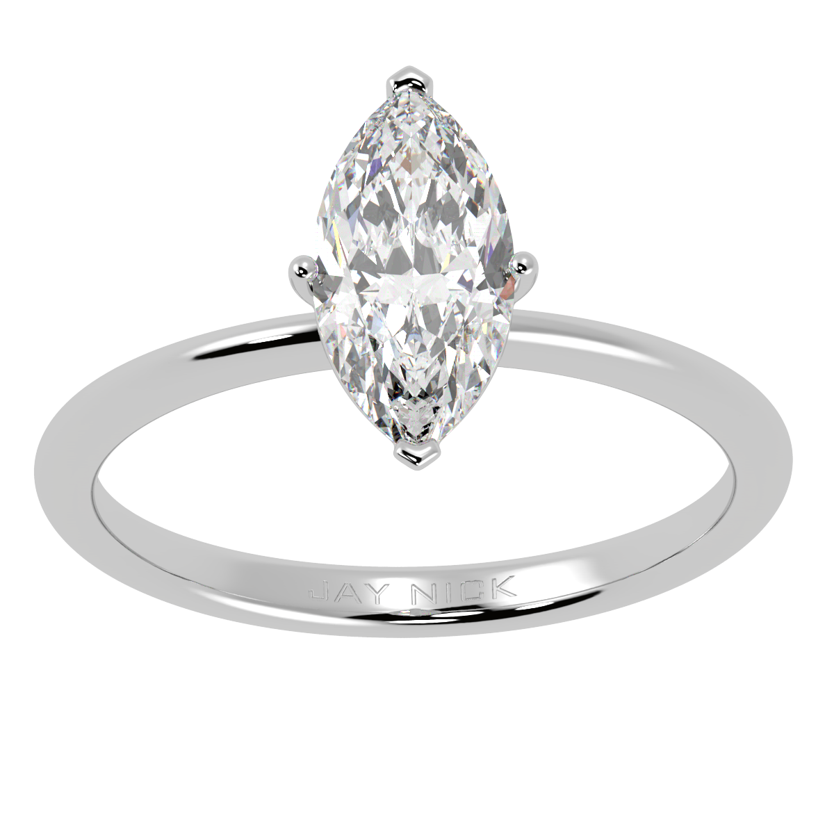 Modern Marquise Cut Solitaire Ring White Gold Platinum Top View