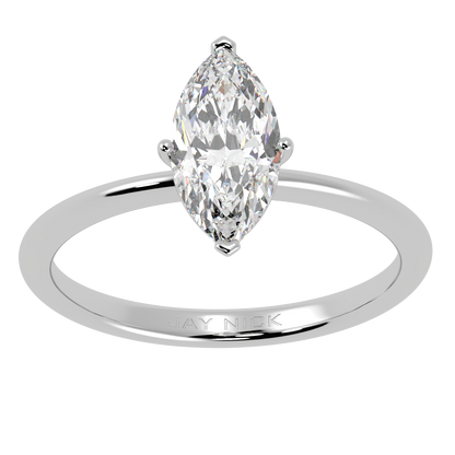 Modern Marquise Cut Solitaire Ring White Gold Platinum Top View