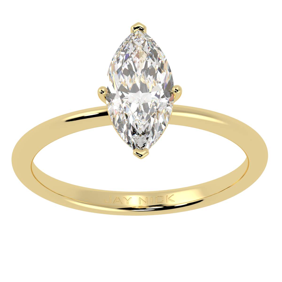 Modern Marquise Cut Solitaire Ring Yellow Gold Top View