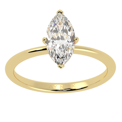 Modern Marquise Cut Solitaire Ring Yellow Gold Top View