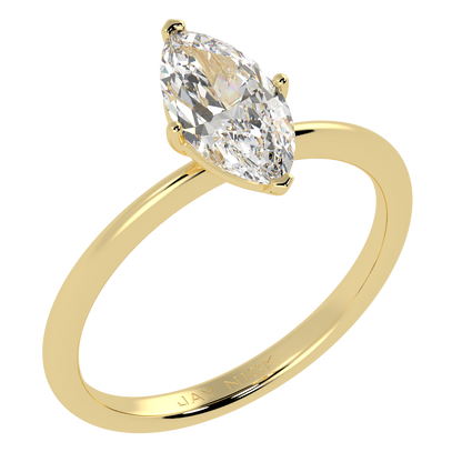 Modern Marquise Cut Solitaire Ring Yellow Gold Perspective View