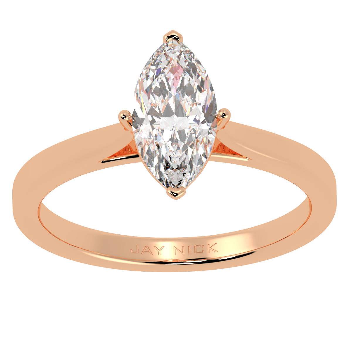 Marquise Cut Solitaire Ring Rose Gold Top View