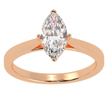 Marquise Cut Solitaire Ring Rose Gold Top View