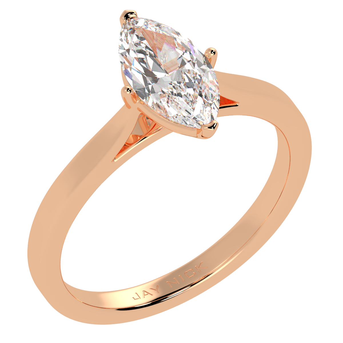 Marquise Cut Solitaire Ring Rose Gold Perspective View