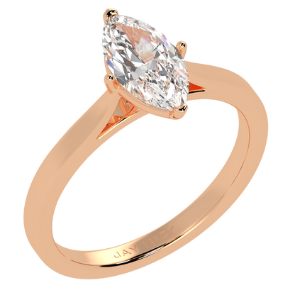 Marquise Cut Solitaire Ring Rose Gold Perspective View