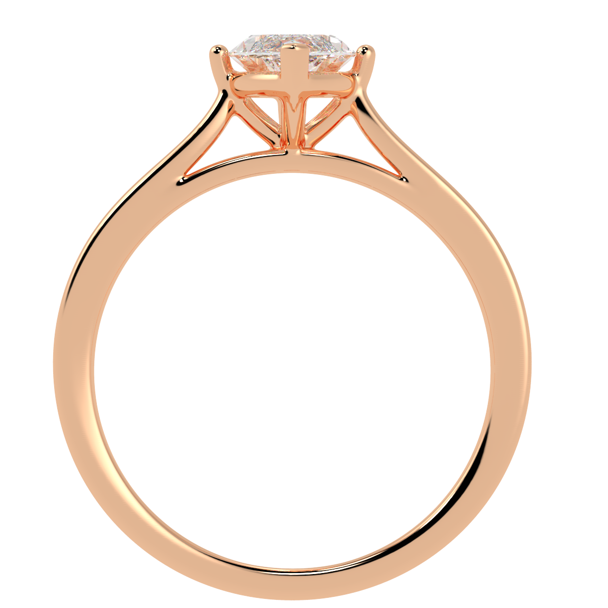 Marquise Cut Solitaire Ring Rose Gold Flat View