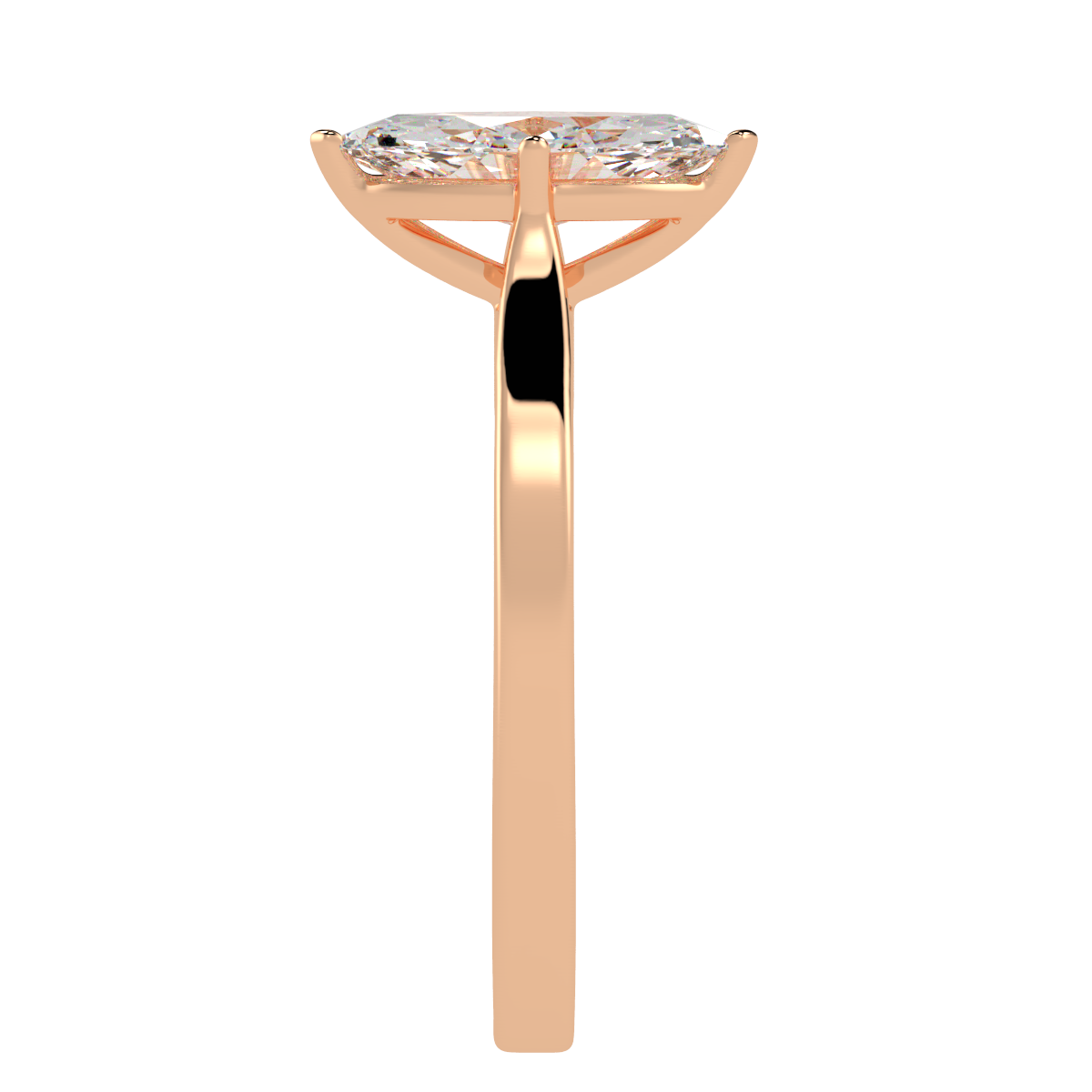 Marquise Cut Solitaire Ring Rose Gold Side View