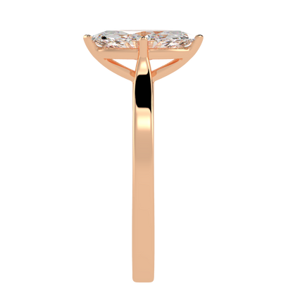 Marquise Cut Solitaire Ring Rose Gold Side View