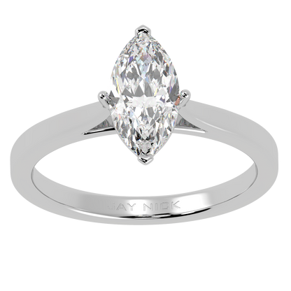 Marquise Cut Solitaire Ring White Gold Platinum Top View