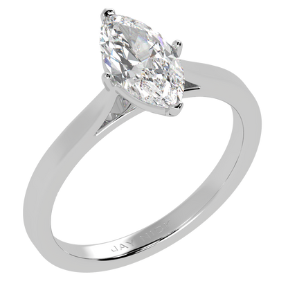 Marquise Cut Solitaire Ring White Gold Platinum Perspective View