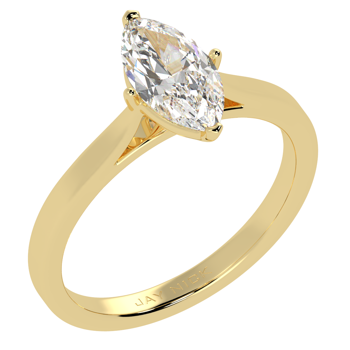 Marquise Cut Solitaire Ring Yellow Gold Perspective View