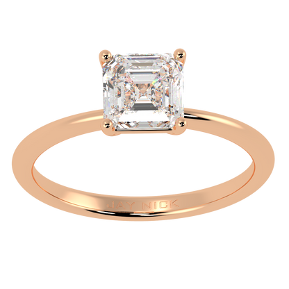 Modern Asscher Cut Solitaire Ring Rose Gold Top View