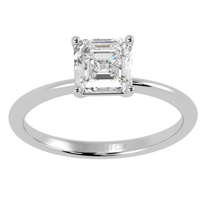 Modern Asscher Cut Solitaire Ring White Gold Platinum Top View