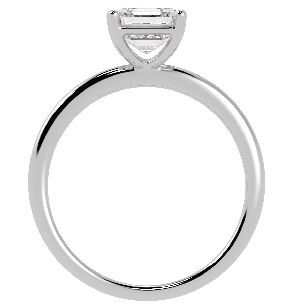 Modern Asscher Cut Solitaire Ring White Gold Platinum Flat View