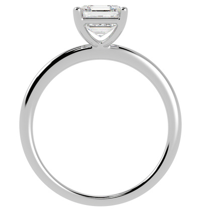 Modern Asscher Cut Solitaire Ring White Gold Platinum Flat View