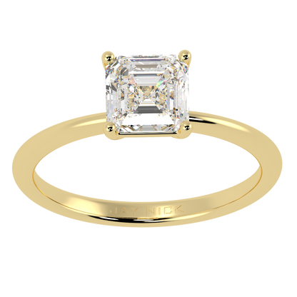 Modern Asscher Cut Solitaire Ring Yellow Gold Top View