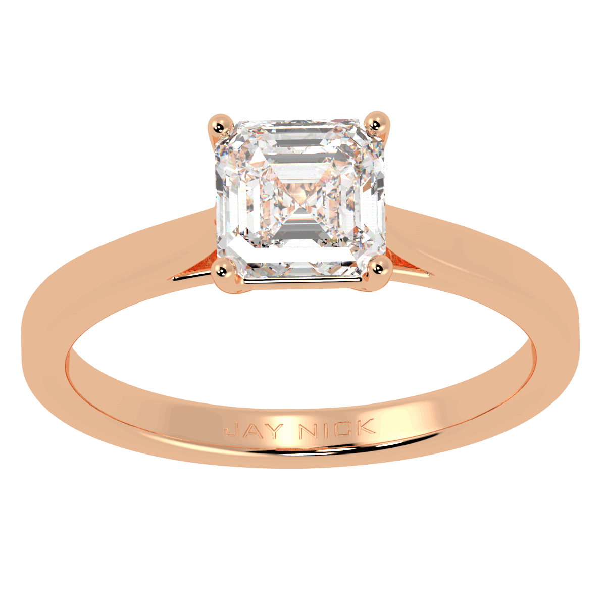 Asscher Cut Solitaire Ring Rose Gold Top View