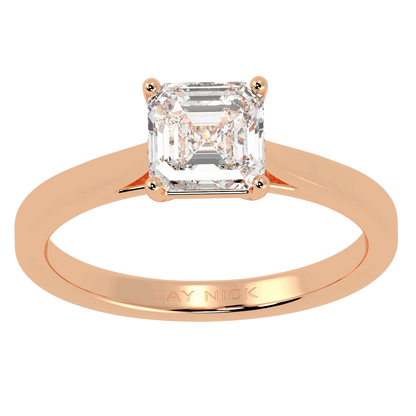 Asscher Cut Solitaire Ring Rose Gold Top View