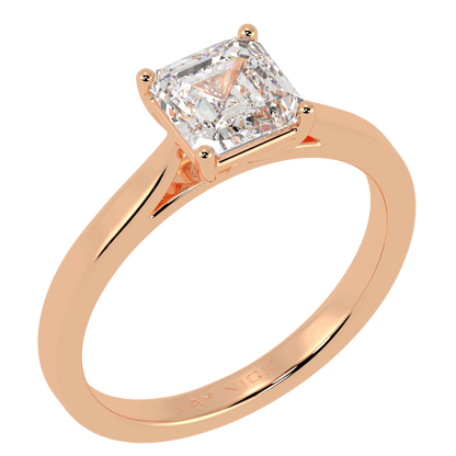 Asscher Cut Solitaire Ring Rose Gold Perspective View