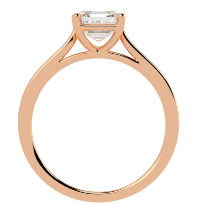 Asscher Cut Solitaire Ring Rose Gold Flat View