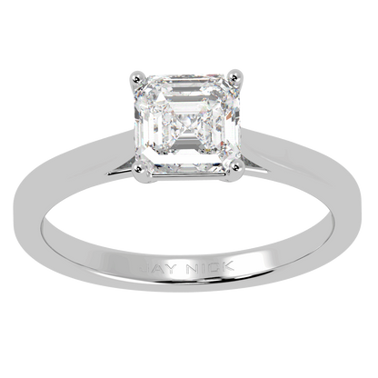 Asscher Cut Solitaire Ring White Gold Platinum Top View