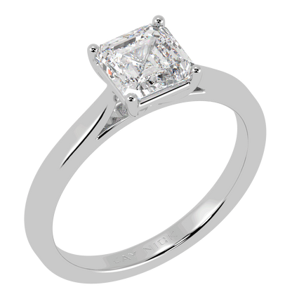 Asscher Cut Solitaire Ring White Gold Platinum Perspective View