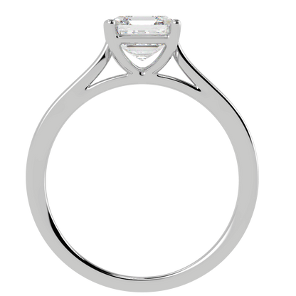 Asscher Cut Solitaire Ring White Gold Platinum Flat View