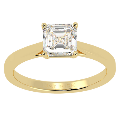 Asscher Cut Solitaire Ring Yellow Gold Top View