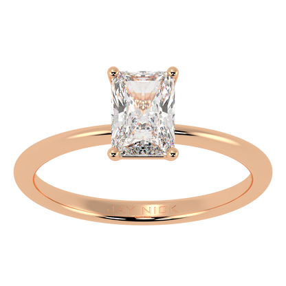 Modern Radiant Cut Solitaire Ring Rose Gold Top View