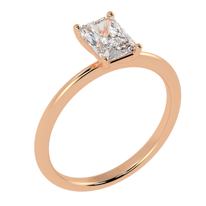 Modern Radiant Cut Solitaire Ring Rose Gold Perspective View