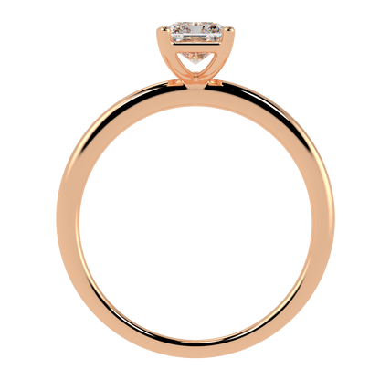 Modern Radiant Cut Solitaire Ring Rose Gold Flat View