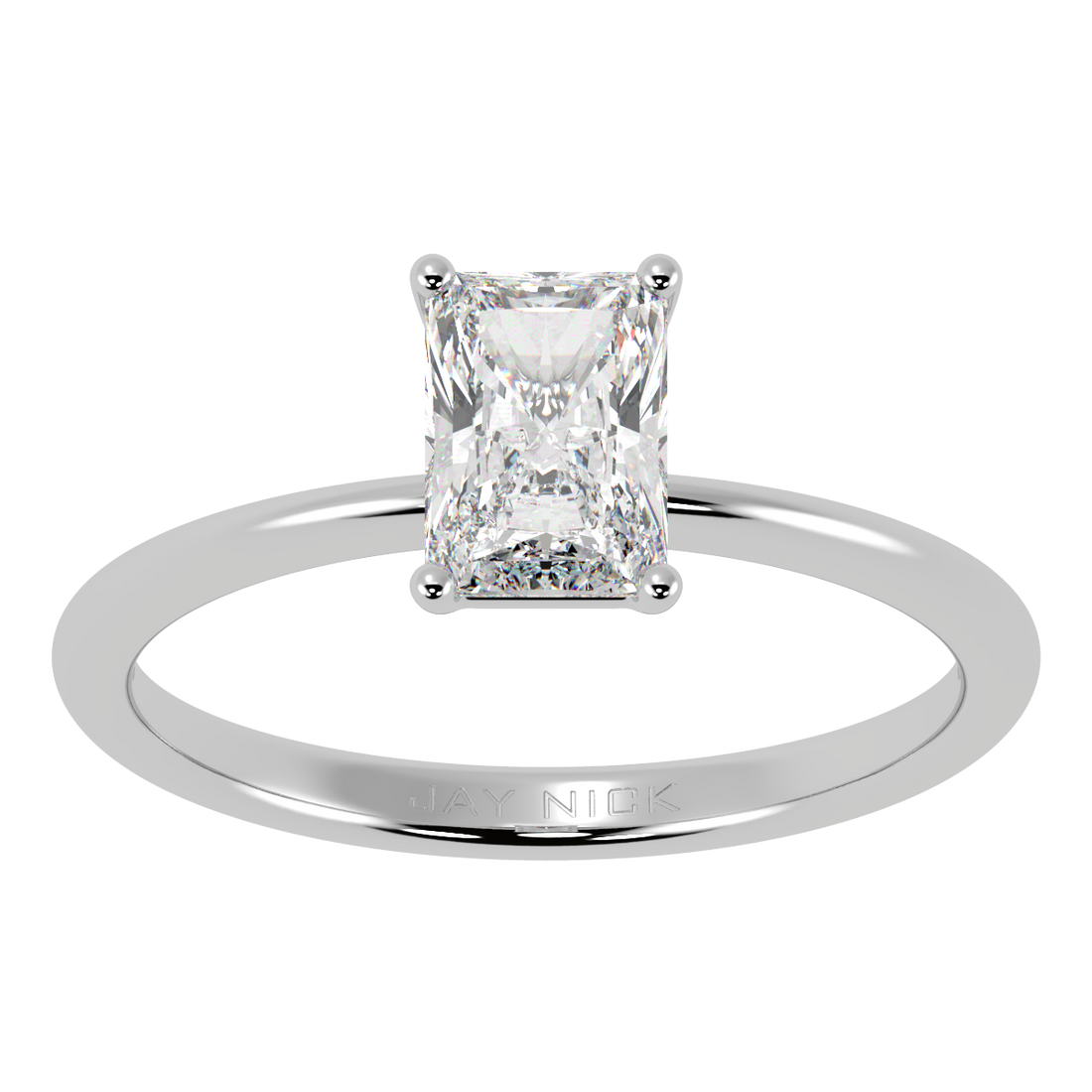 Modern Radiant Cut Solitaire Ring White Gold Platinum Top View