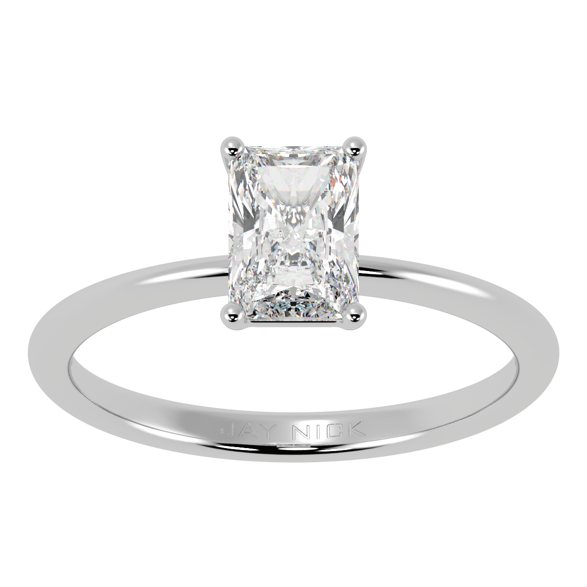 Modern Radiant Cut Solitaire Ring White Gold Platinum Top View