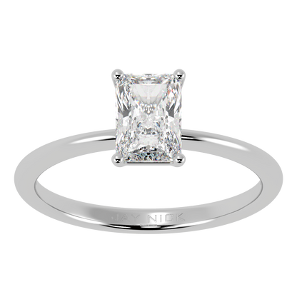 Modern Radiant Cut Solitaire Ring White Gold Platinum Top View