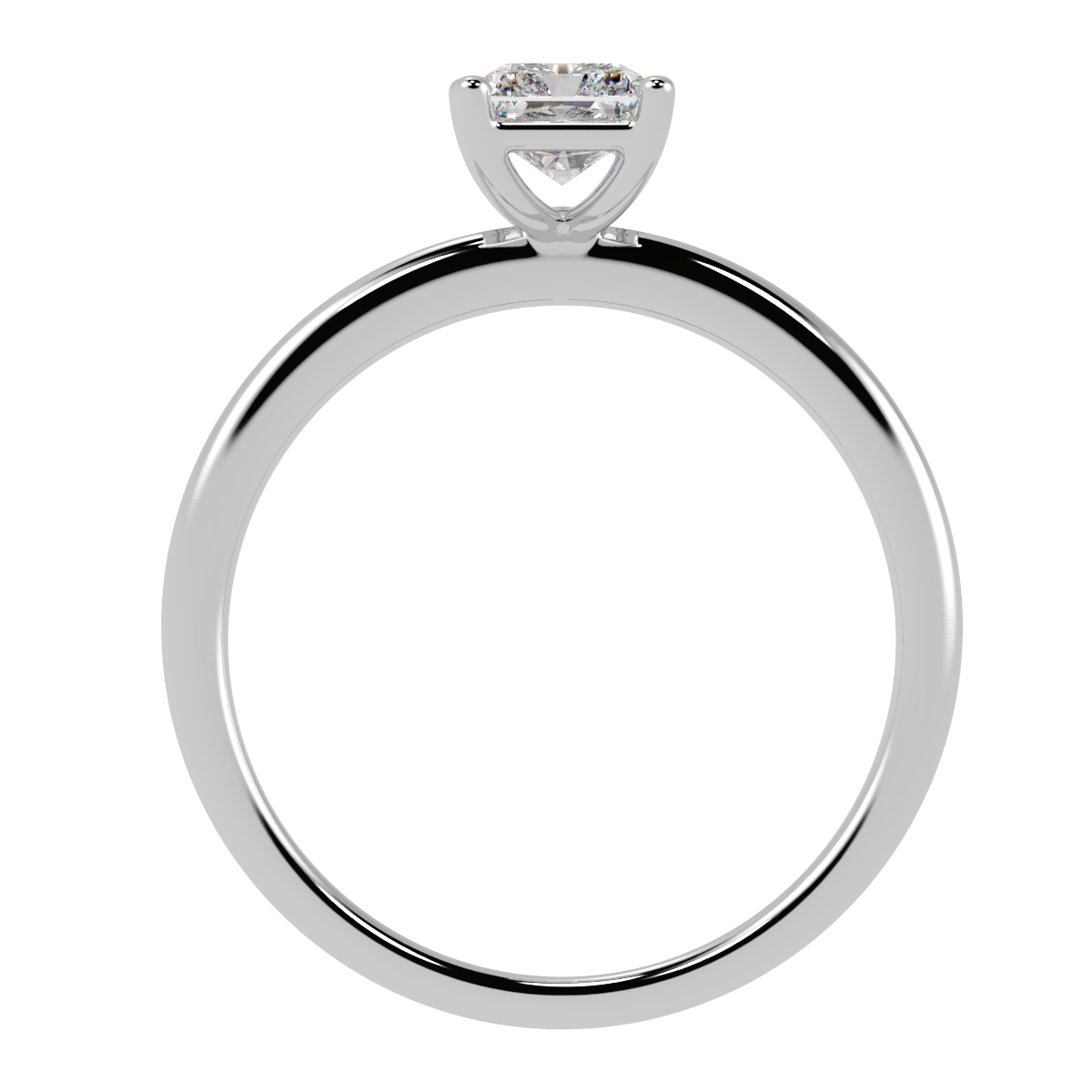 Modern Radiant Cut Solitaire Ring White Gold Platinum Flat View