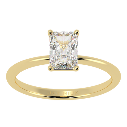 Modern Radiant Cut Solitaire Ring Yellow Gold Top View