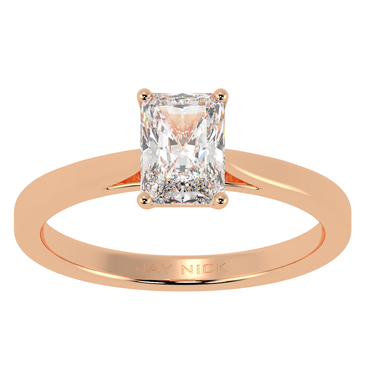 Radiant Cut Solitaire Ring Rose Gold Top View