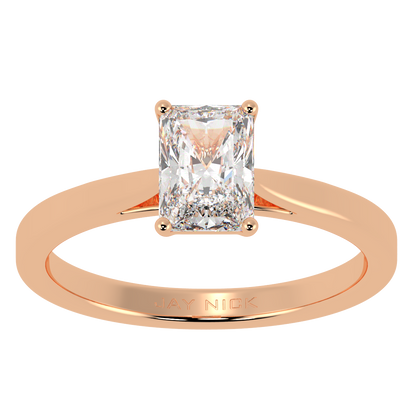 Radiant Cut Solitaire Ring Rose Gold Top View