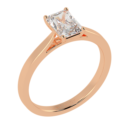 Radiant Cut Solitaire Ring Rose Gold Perspective View