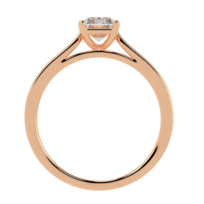 Radiant Cut Solitaire Ring Rose Gold Flat View