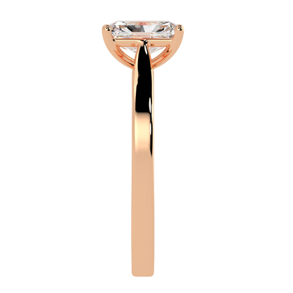 Radiant Cut Solitaire Ring Rose Gold Side View