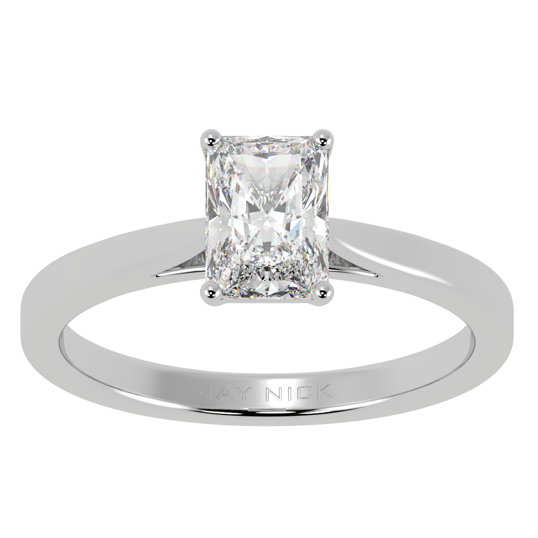 Radiant Cut Solitaire Ring White Gold Platinum Top View