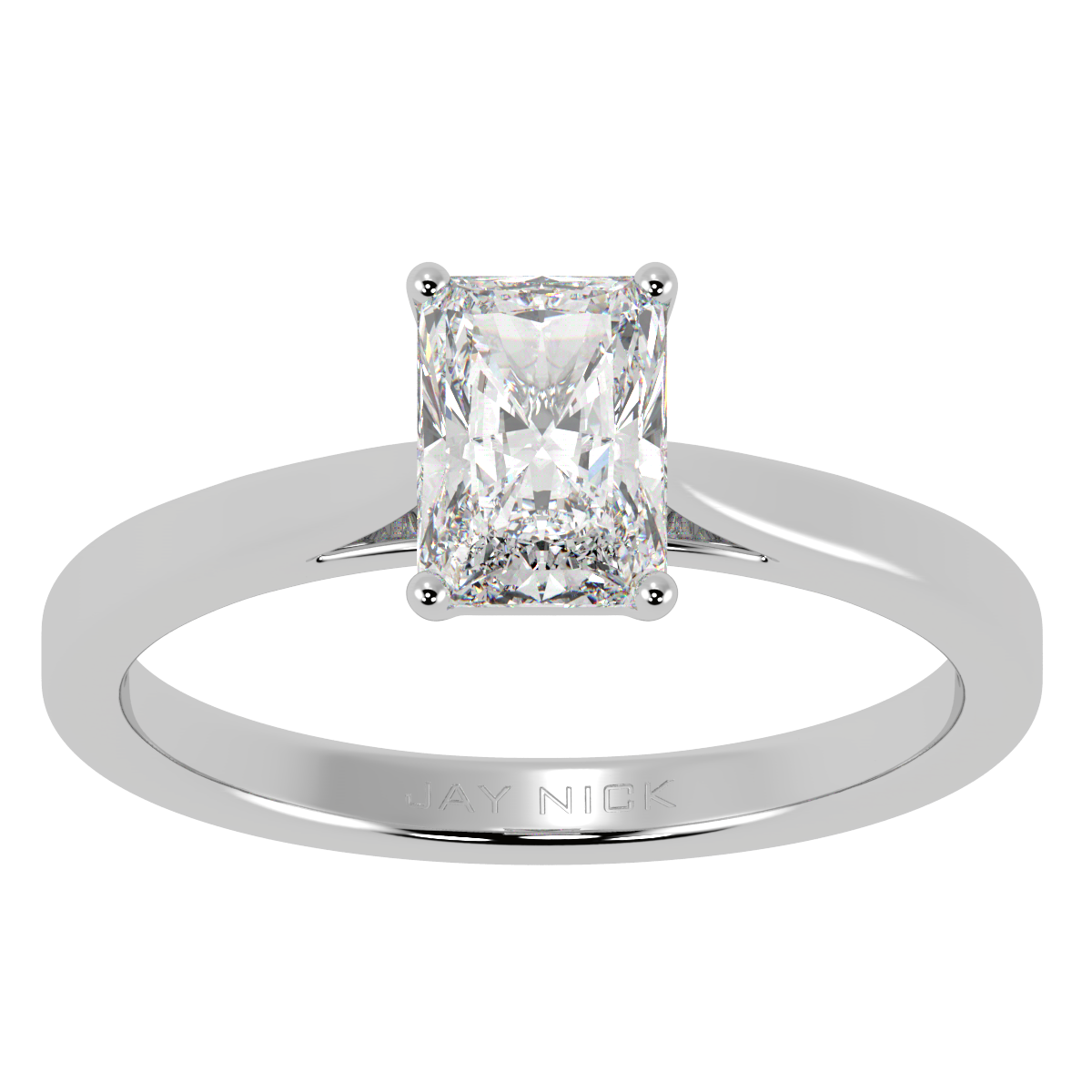 Radiant Cut Solitaire Ring White Gold Platinum Top View